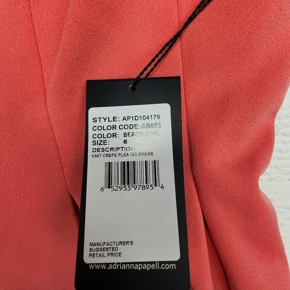 Adrianna Papell Beach Coral Knit Crepe Pleated Mini Dress Size 6 NWT - Picture 6 of 11